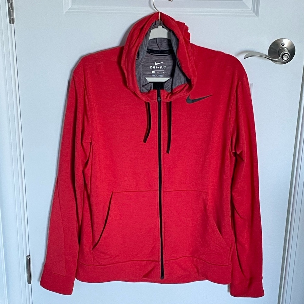 NIKE Men's Red Dri-FIT Training Fleece Full Zip Hoodie Size Medium 54262 - Picture 2 of 16